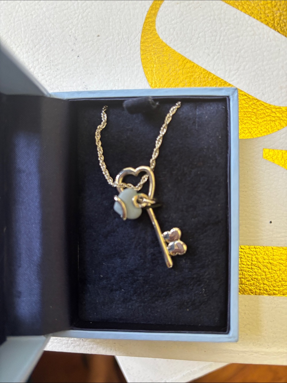 Wedgwood Silver Tone Key Pendant Necklace with Heart Accent - Picture 4 of 5